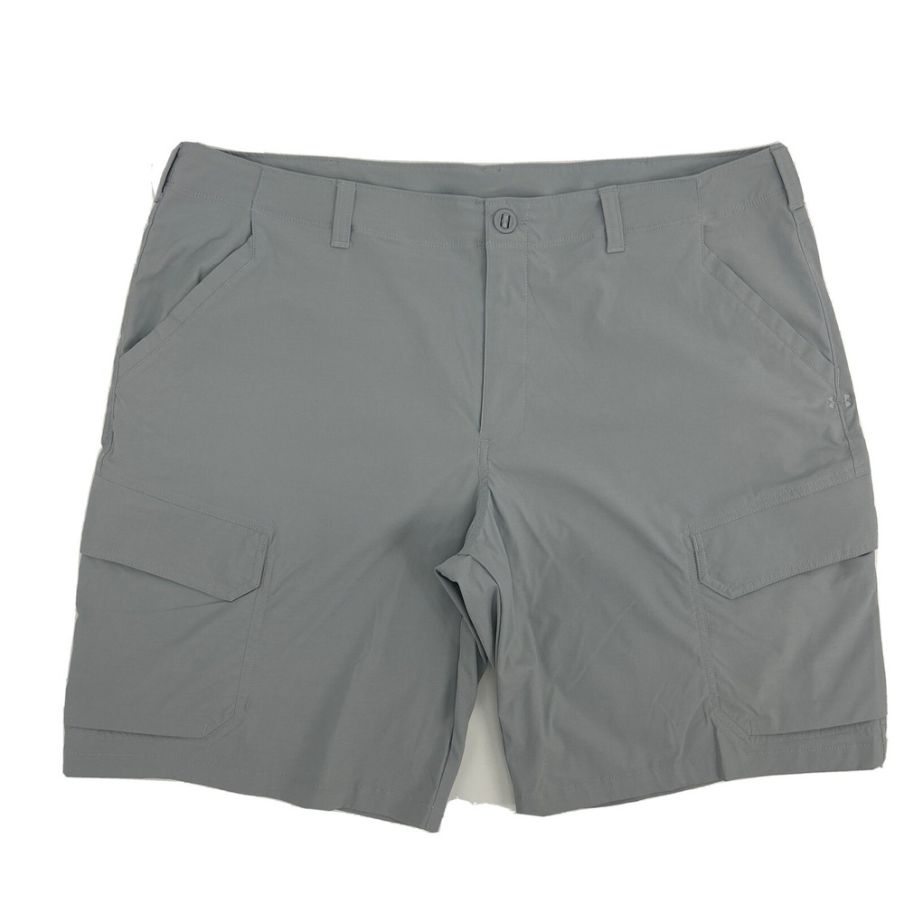 Under Armour Cargo Shorts Men's 42 Gray Golf Flat Front‎ HeatGear Performance